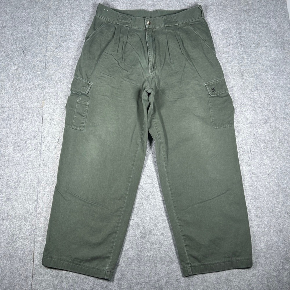 Browning Cargo Pants Mens 32 Green Pleated Outdoor Hiking Hunting Gorpcore